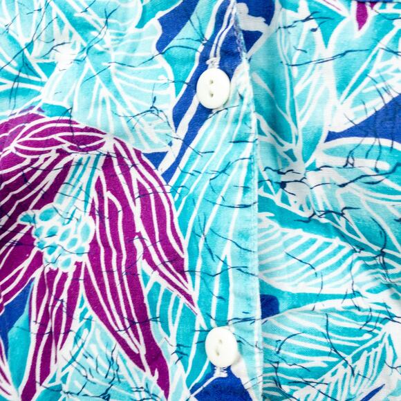 Sandra Ingrish Sport Vintage Hawaiian Blue Purple Shirt Womans Small Unisex - Picture 5 of 15